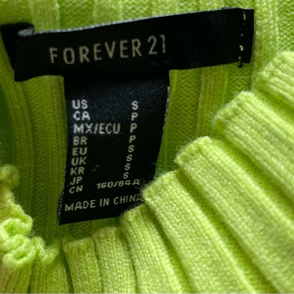 Forever 21 Ribbed Bodycon Lime Green Sweater Dress Women’s Size Small NWT - Picture 5 of 8